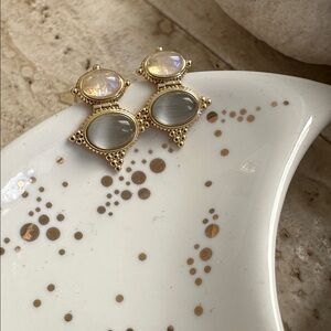 14k Gold Vermeil Moonstone Awe Inspired Oracle Earrings NEW